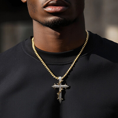 Iced Out Thorn Cross Pendant