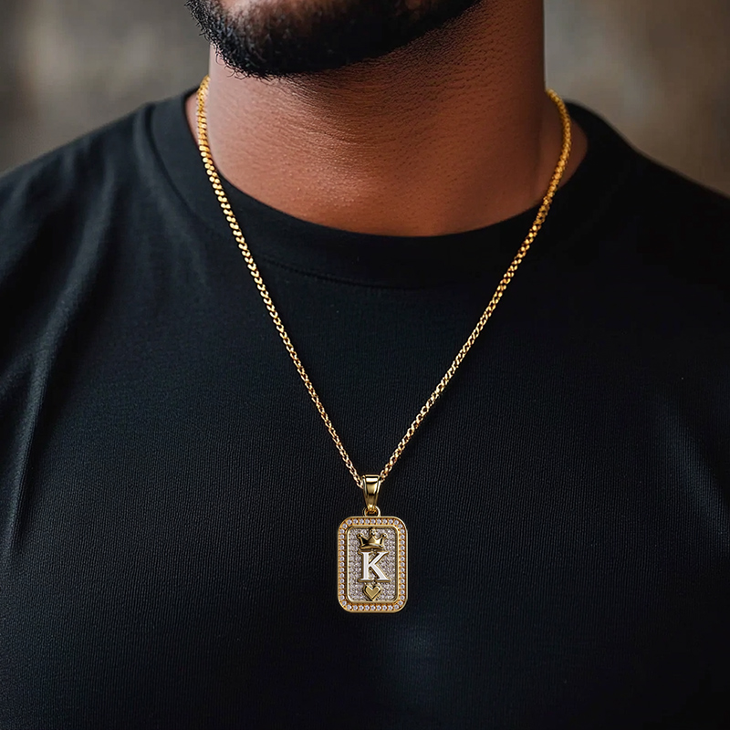 Crown Ace K Playing Card Pendant