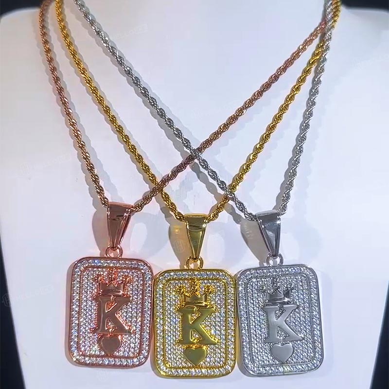 Crown Ace K Playing Card Pendant
