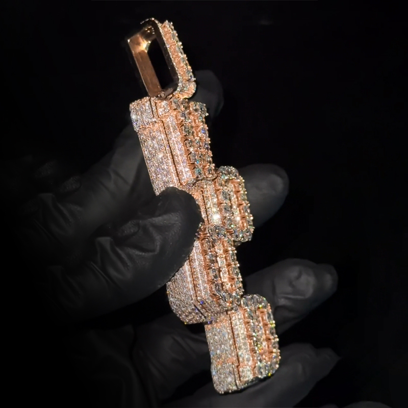 Iced Out Custom Vertical Left & Right Letter pendant