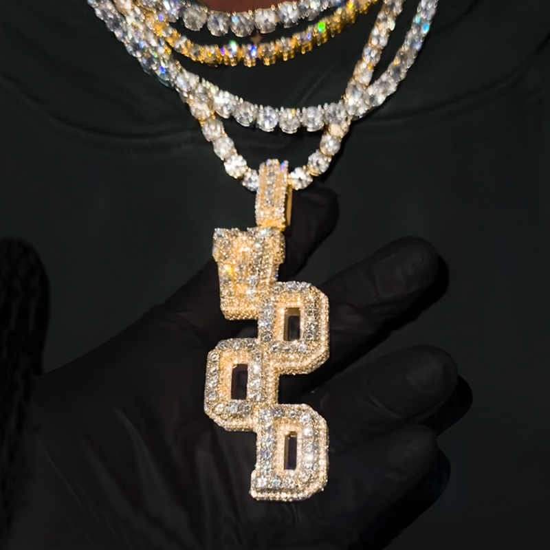 Iced Out Custom Vertical Left & Right Letter pendant