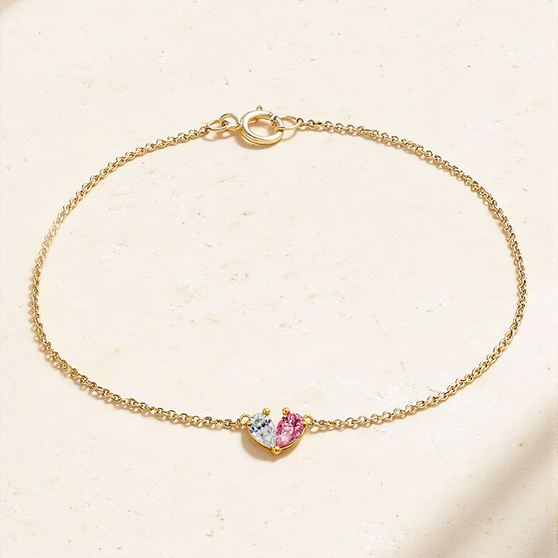 Custom Two-color Pear Cut Birthstone Bracelet Custom Two-color Pear Cut Birthstone Bracelet