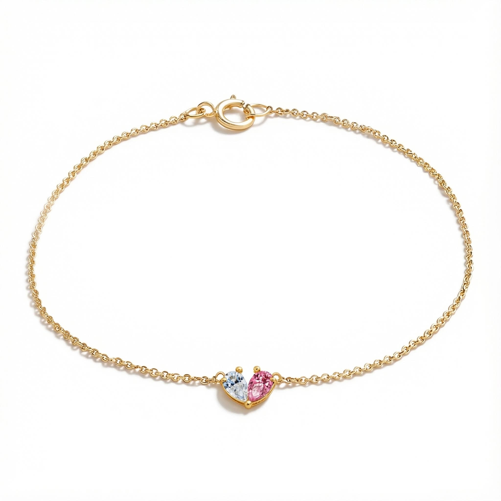 Custom Two-color Pear Cut Birthstone Bracelet