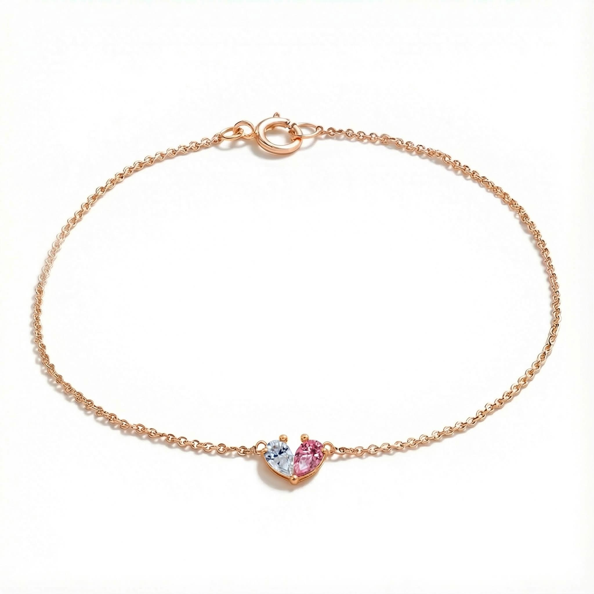 Custom Two-color Pear Cut Birthstone Bracelet