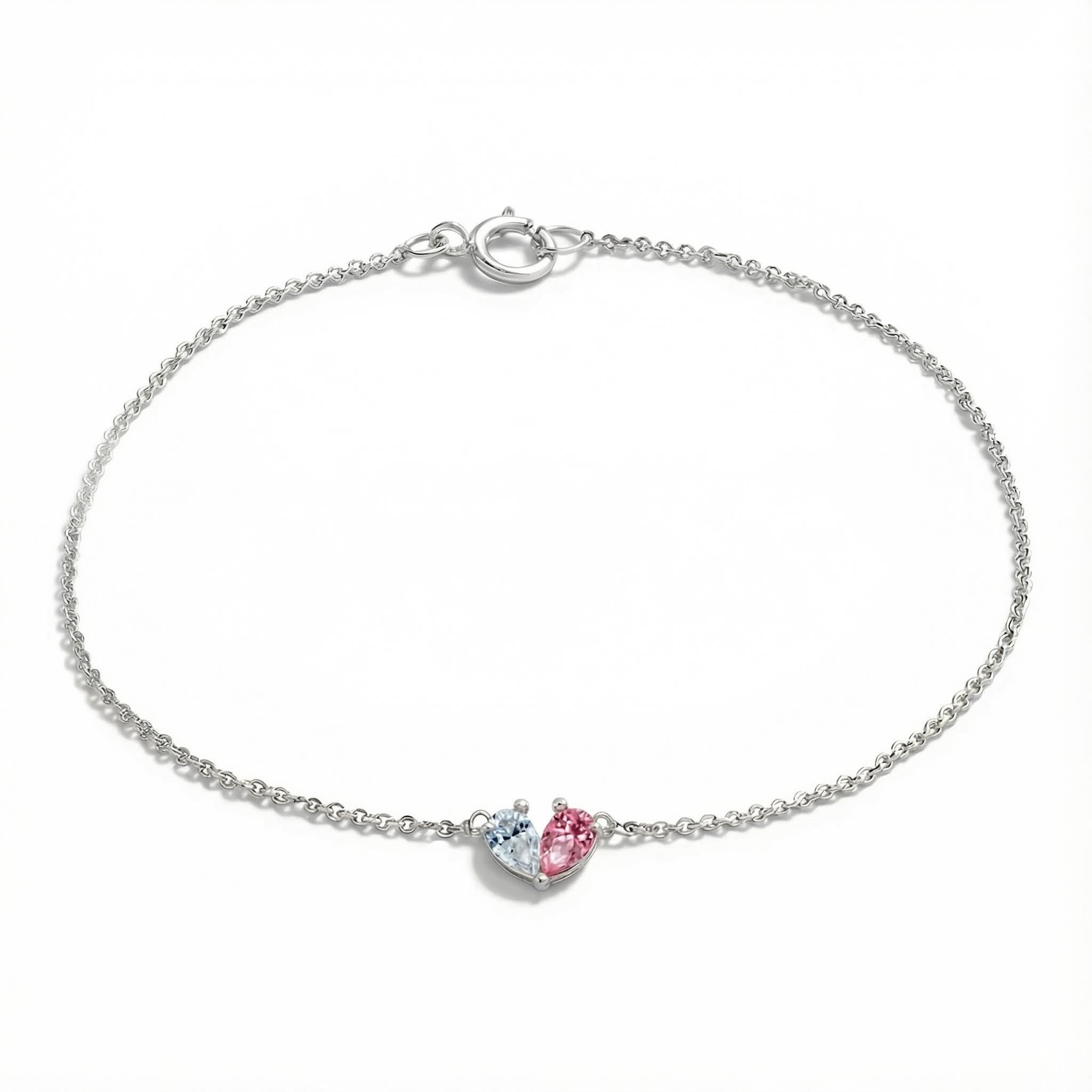 Custom Two-color Pear Cut Birthstone Bracelet