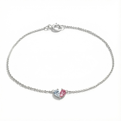 Custom Two-color Pear Cut Birthstone Bracelet