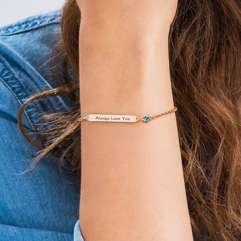 Custom Engraved Birthstone Bracelet