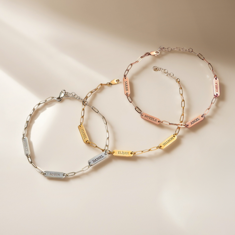 Name Engraved Paper Clip Bracelet Name Engraved Paper Clip Bracelet