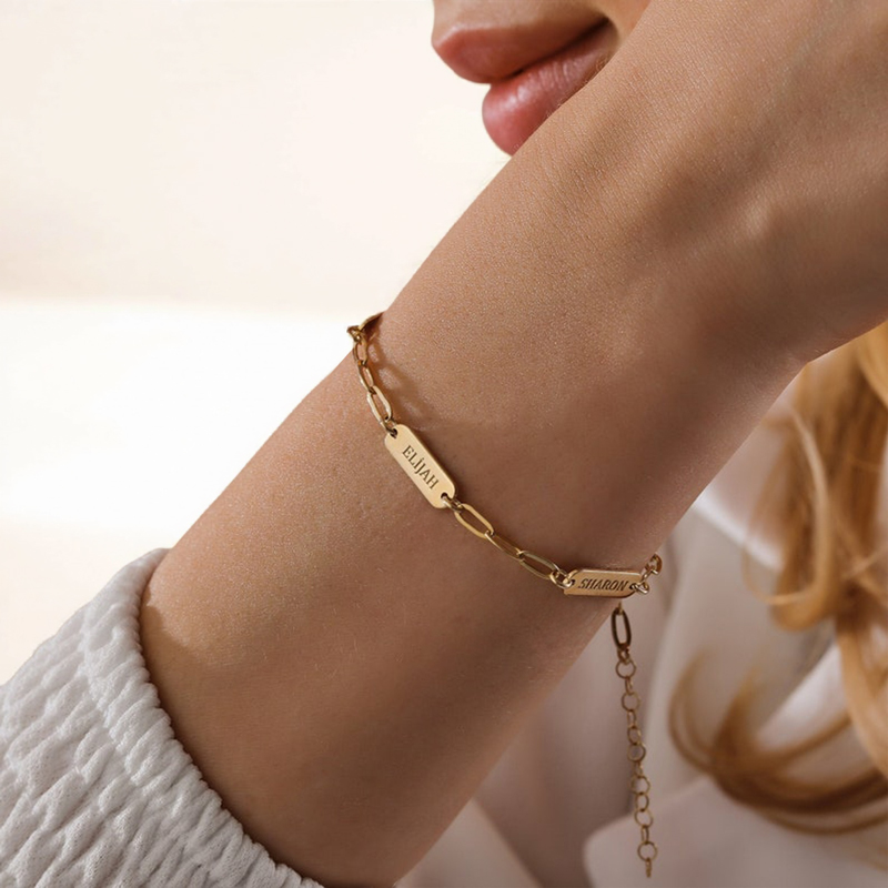 Name Engraved Paper Clip Bracelet Name Engraved Paper Clip Bracelet