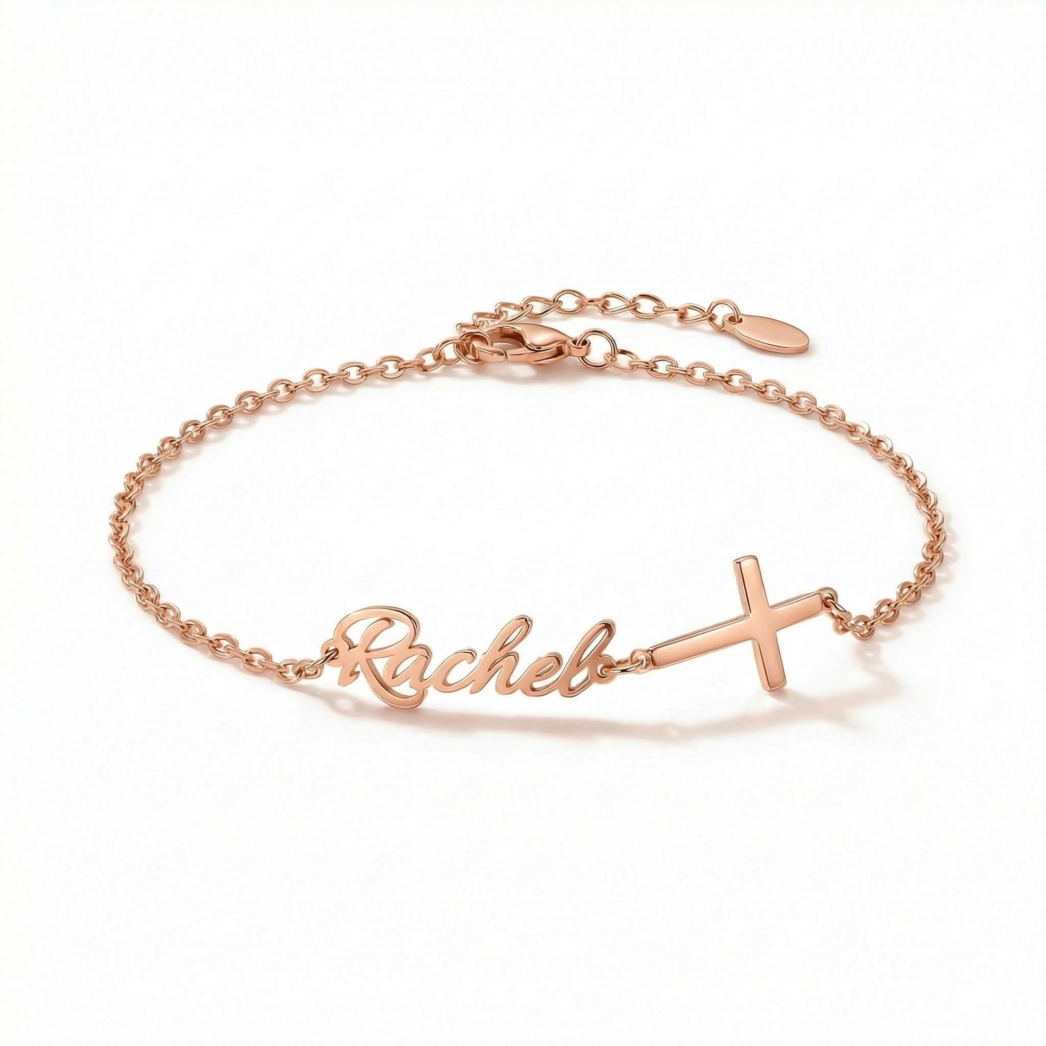Customized Name Bracelet with Cross