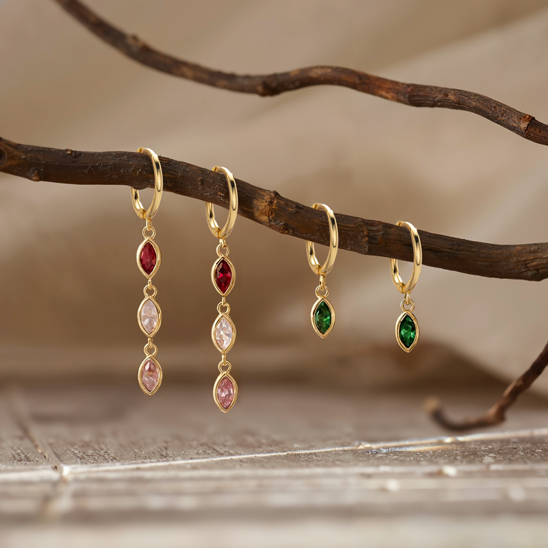 Personalized Marquise Cut Birthstone Stud Earrings Personalized Marquise Cut Birthstone Stud Earrings