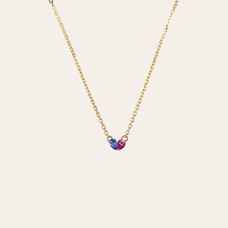 Personalized Two-color Pear Cut Birthstone Necklace