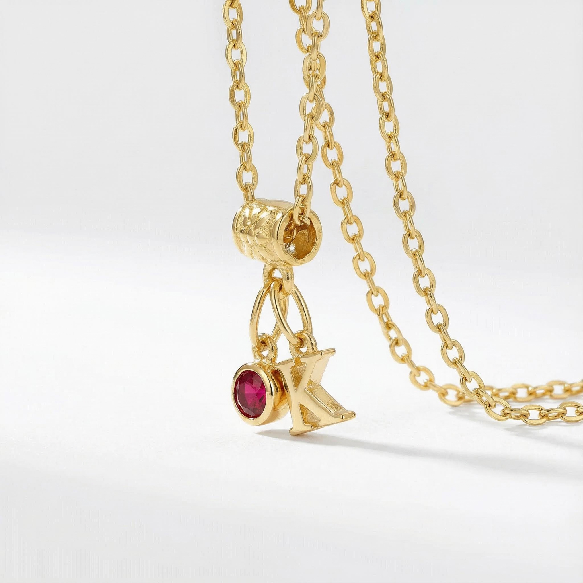 Initial & Birthstone Charm Necklace