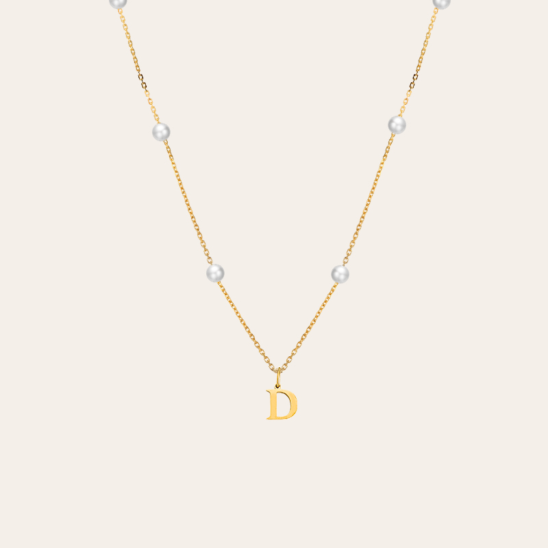 Personalized Initial Necklace with Pearl Accents Personalized Initial Necklace with Pearl Accents