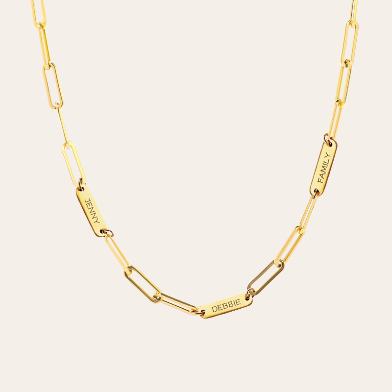 Personalized Paperclip Necklace with Name Engraving