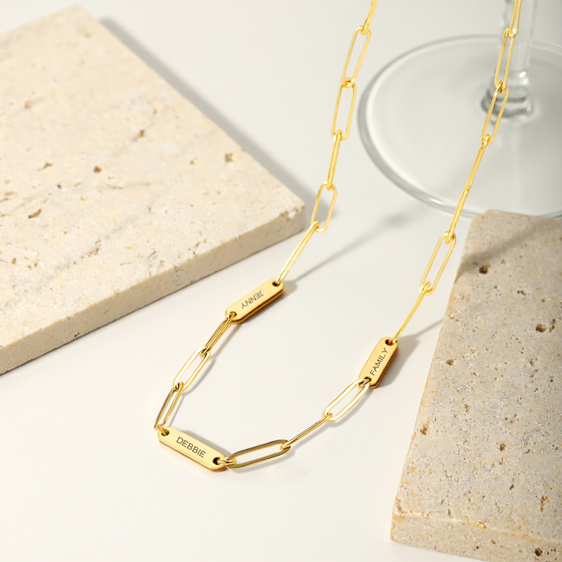 Personalized Paperclip Necklace with Name Engraving