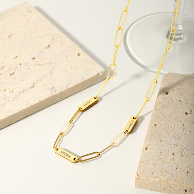 Personalized Paperclip Necklace with Name Engraving