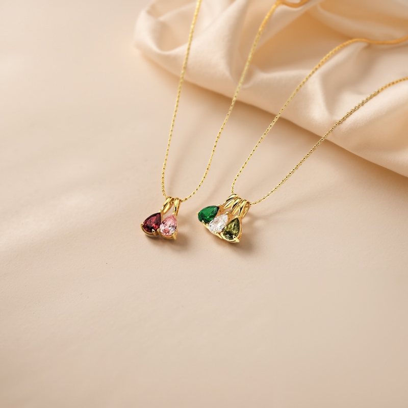 Pear Cut Birthstone Pendant Necklace