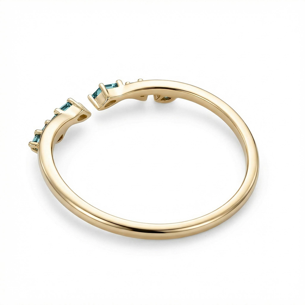 0.2CT Marquise Cut Moss Agate & Round Cut Moissanite S925 Silver Wedding Band