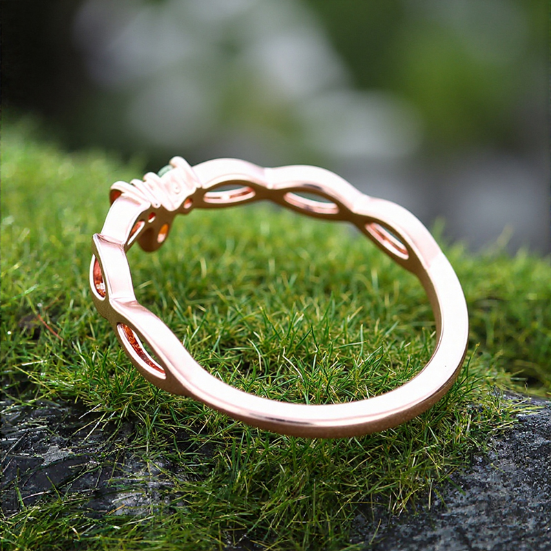 0.06CT Marquise Cut & Round Cut Moss Agate S925 Silver Engagement Ring