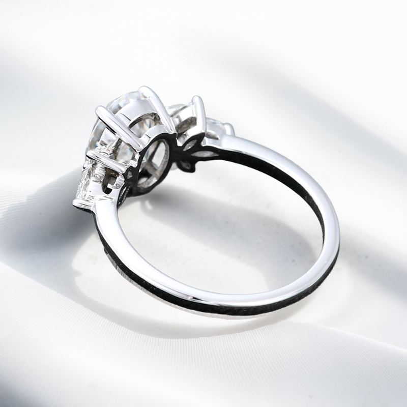 1.74CT Oval Cut Salt & Pepper Diamond Marquise Accented Promise S925 Silver Engagement Ring