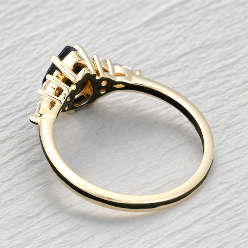 1.44CT Pear Cut Salt & Pepper Diamond Moissanite Accented S925 Silver Engagement Ring