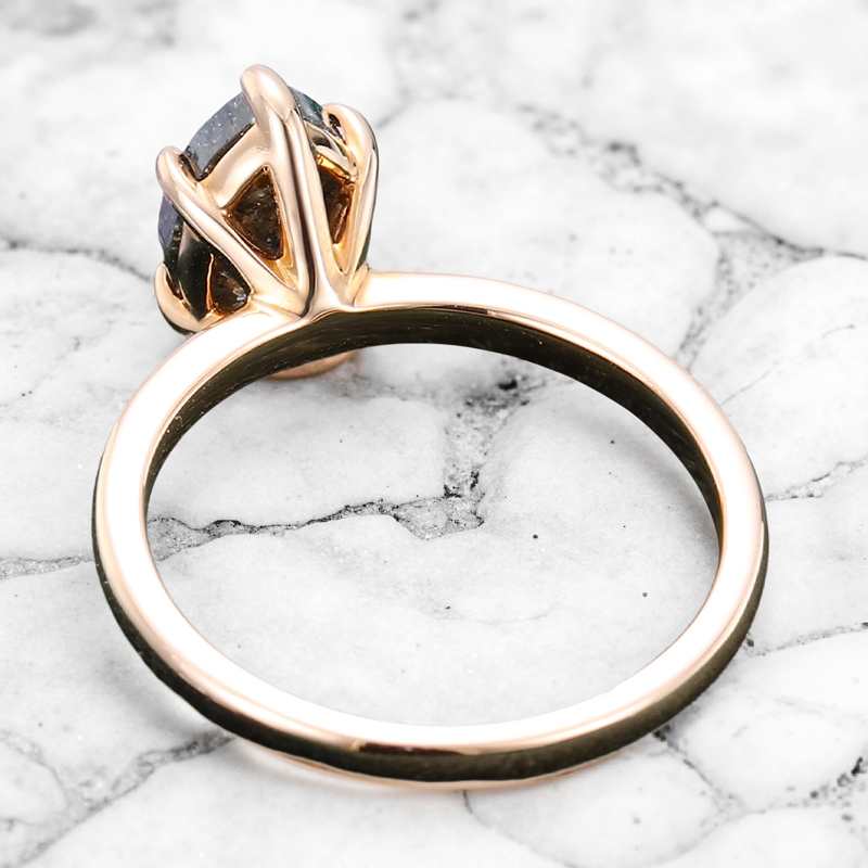 1.2CT Minimalist Pear Cut Salt & Pepper Diamond S925 Silver Engagement Ring