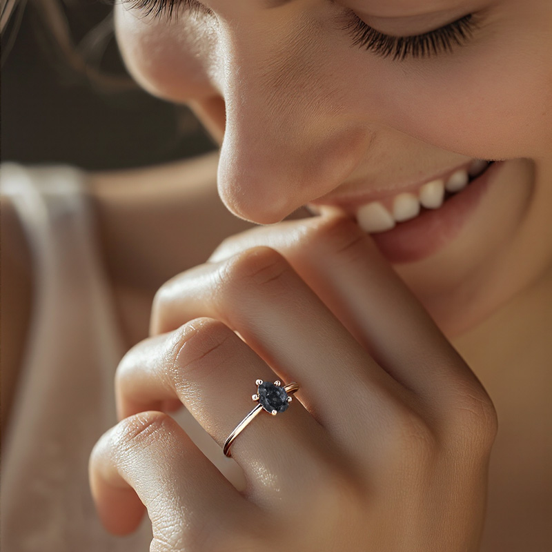 1.2CT Minimalist Pear Cut Salt & Pepper Diamond S925 Silver Engagement Ring