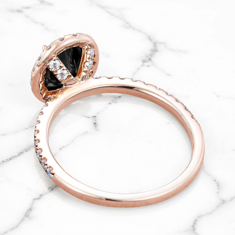 1.95CT Oval Cut Salt & Pepper S925 Silver Halo Bridal Engagement Ring