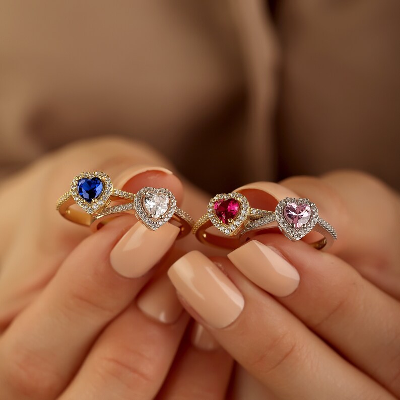 Heart Cut Birthstone Engagement Ring