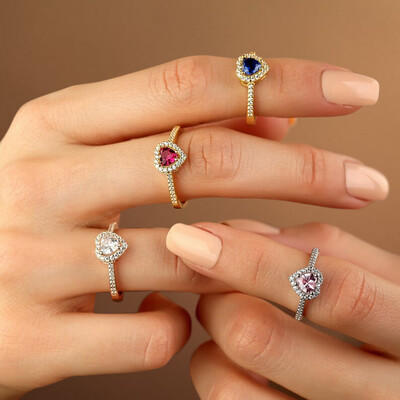 Heart Cut Birthstone Engagement Ring