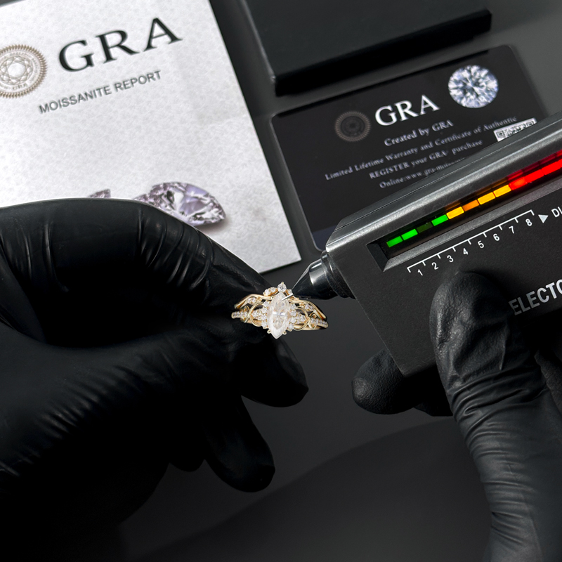 1.57CT Marquise & Round Cut VVS Moissanite S925 Silver Engagement Ring Set