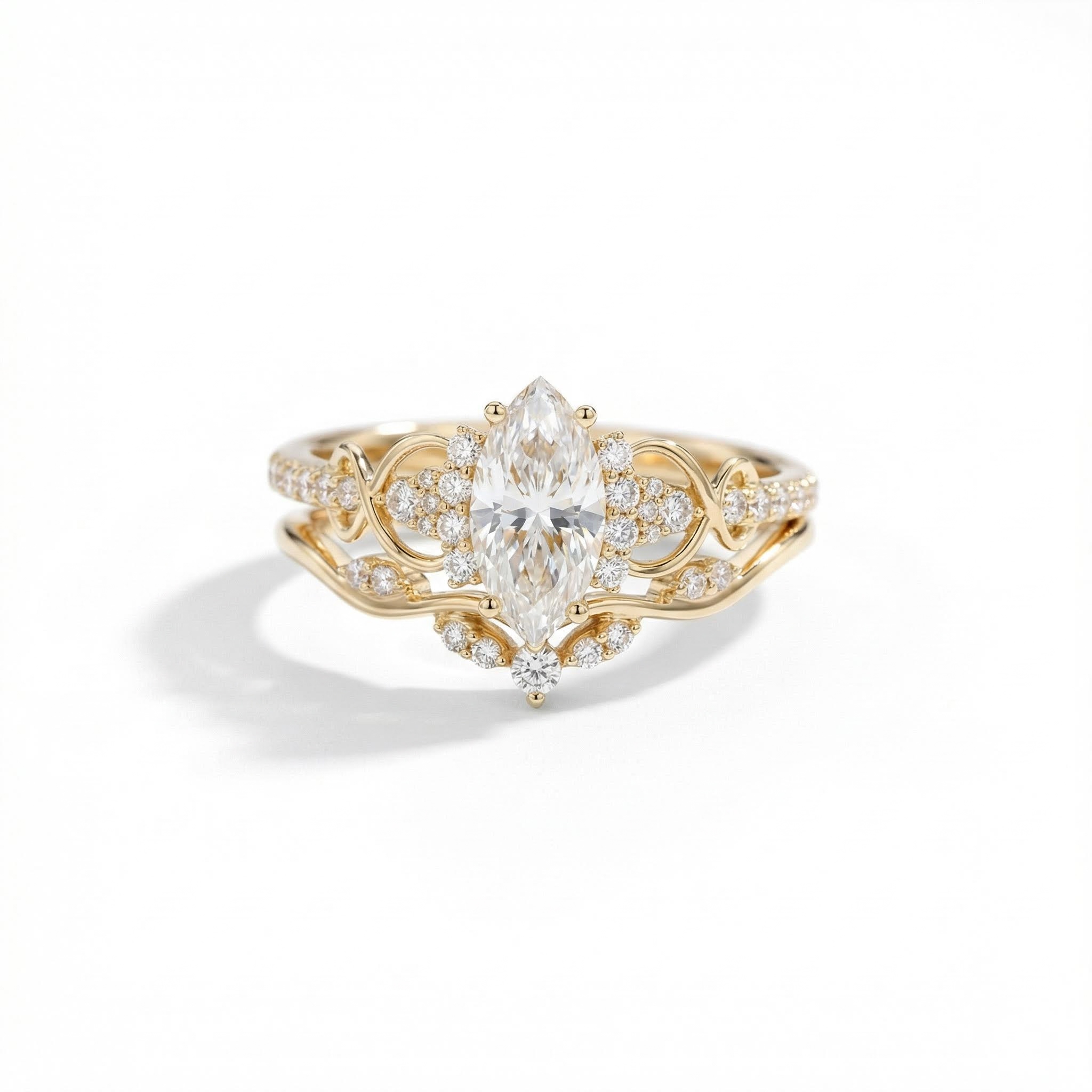 1.57CT Marquise & Round Cut VVS Moissanite S925 Silver Engagement Ring Set 1.57CT Marquise & Round Cut VVS Moissanite S925 Silver Engagement Ring Set