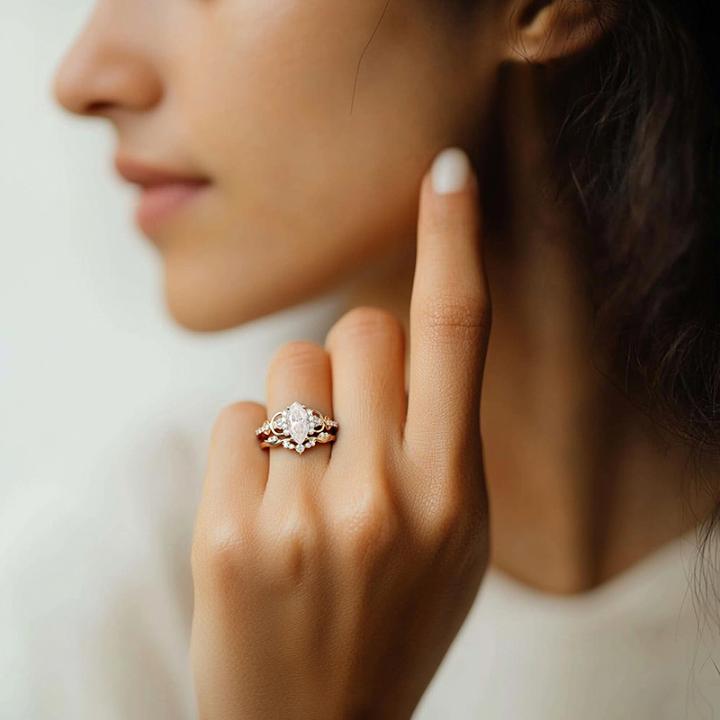 1.57CT Marquise & Round Cut VVS Moissanite S925 Silver Engagement Ring Set 1.57CT Marquise & Round Cut VVS Moissanite S925 Silver Engagement Ring Set