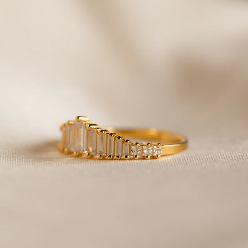 0.51CT Baguette Cut VVS Moissanite S925 Silver Wedding Band