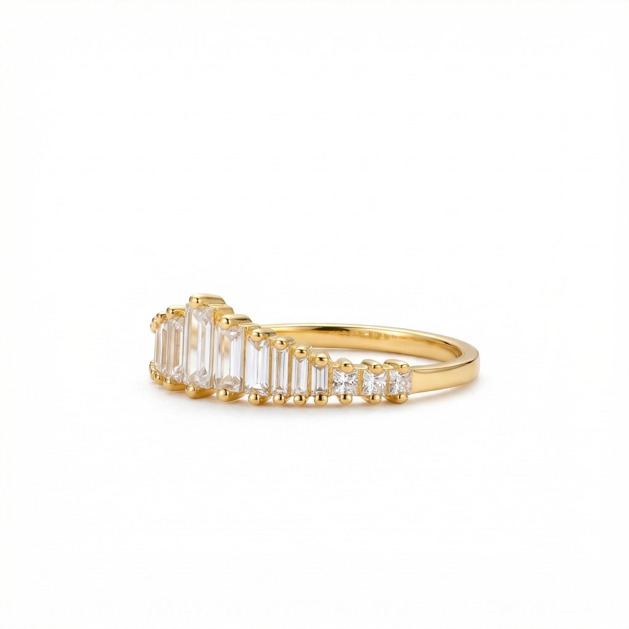 0.51CT Baguette Cut VVS Moissanite S925 Silver Wedding Band