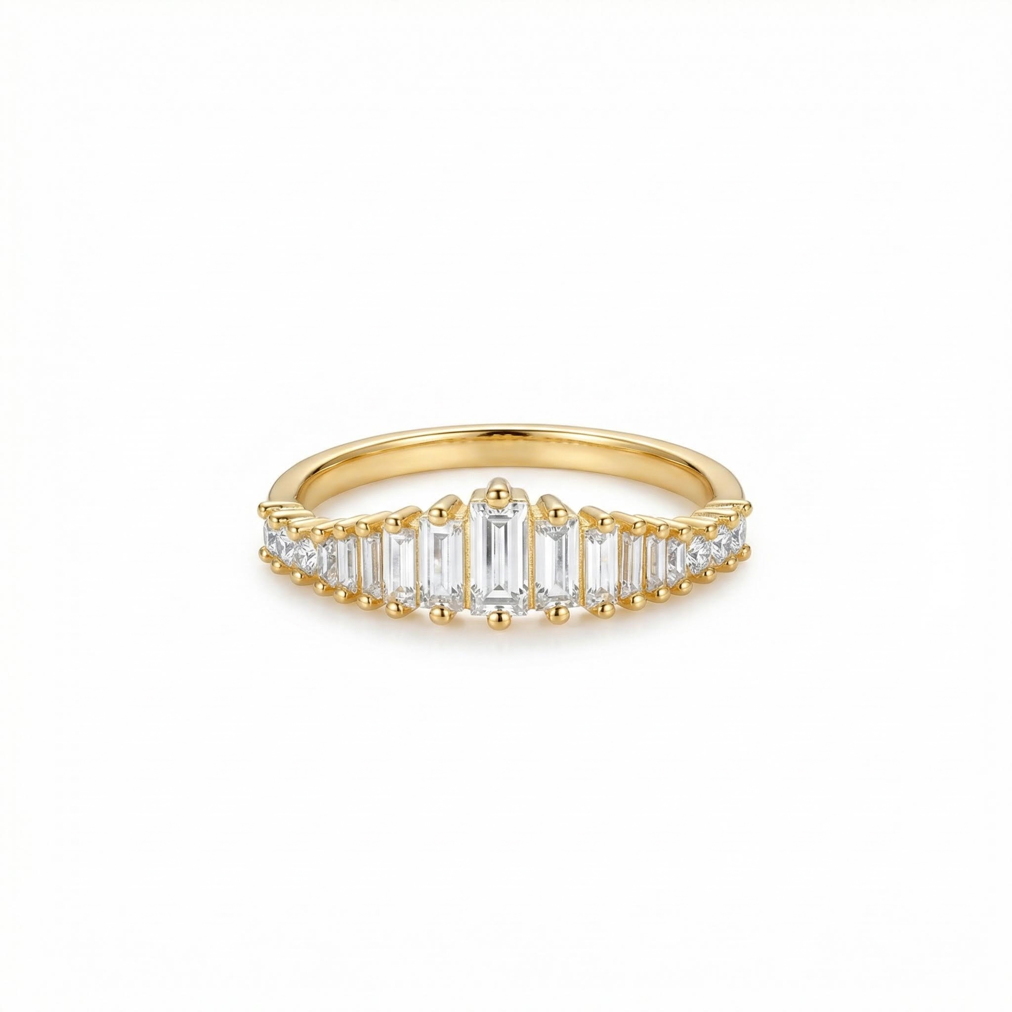 0.51CT Baguette Cut VVS Moissanite S925 Silver Wedding Band