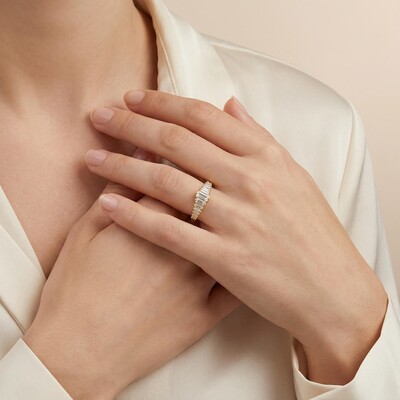 0.51CT Baguette Cut VVS Moissanite S925 Silver Wedding Band