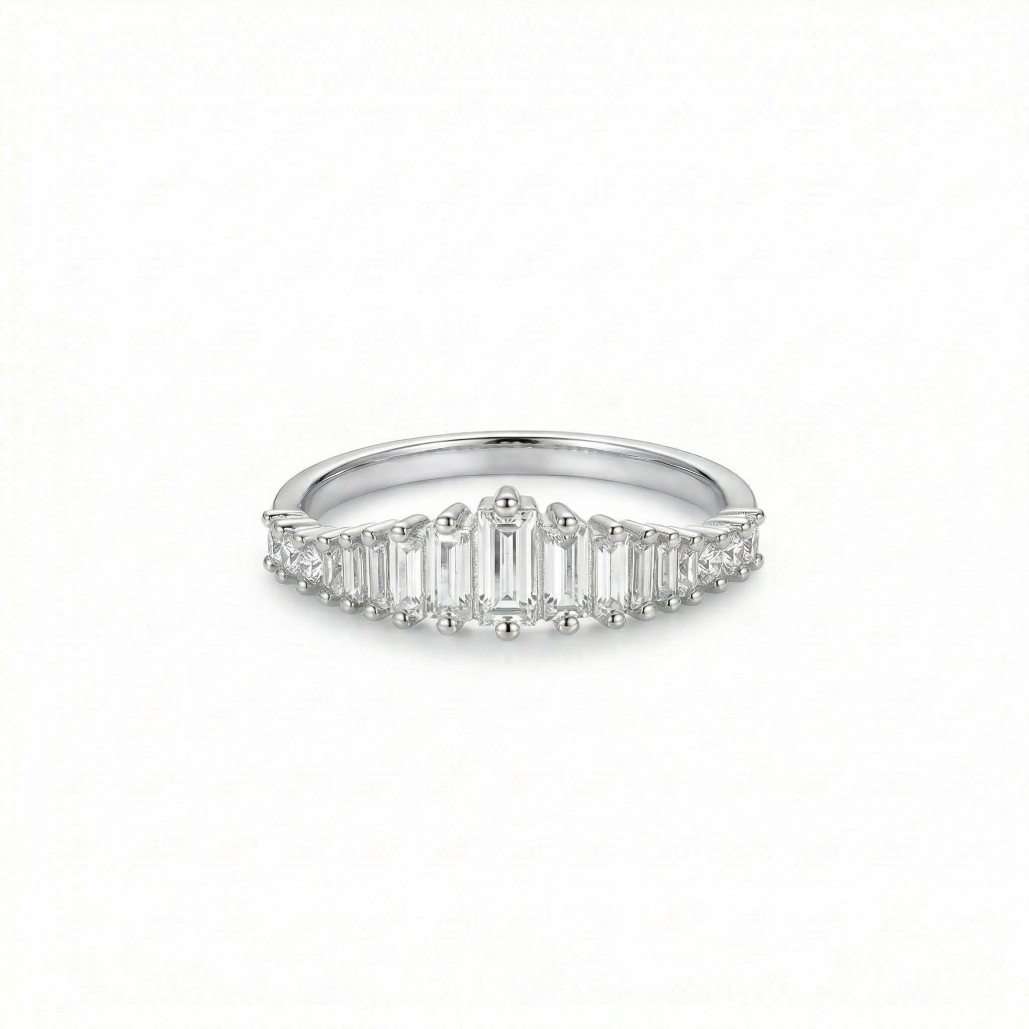 0.51CT Baguette Cut VVS Moissanite S925 Silver Wedding Band