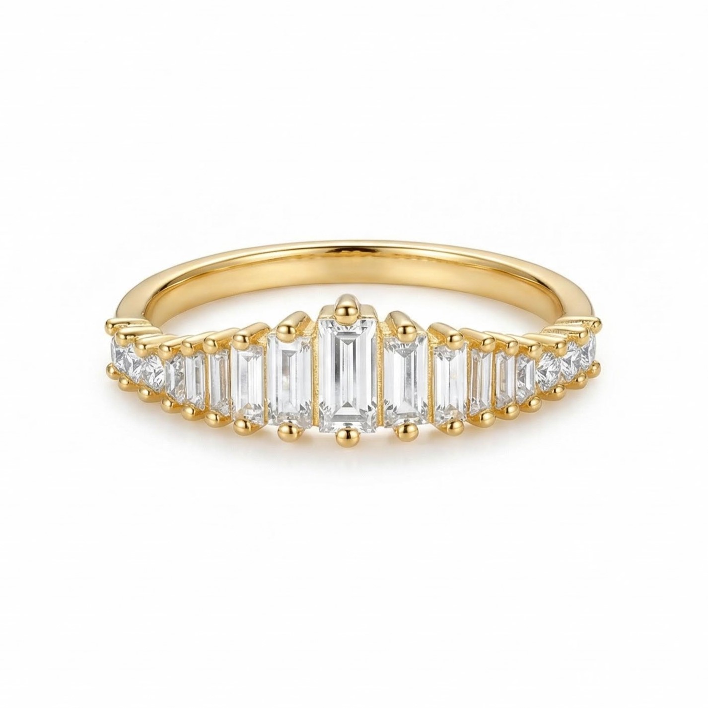 0.51CT Baguette Cut VVS Moissanite S925 Silver Wedding Band