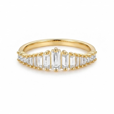 0.51CT Baguette Cut VVS Moissanite S925 Silver Wedding Band