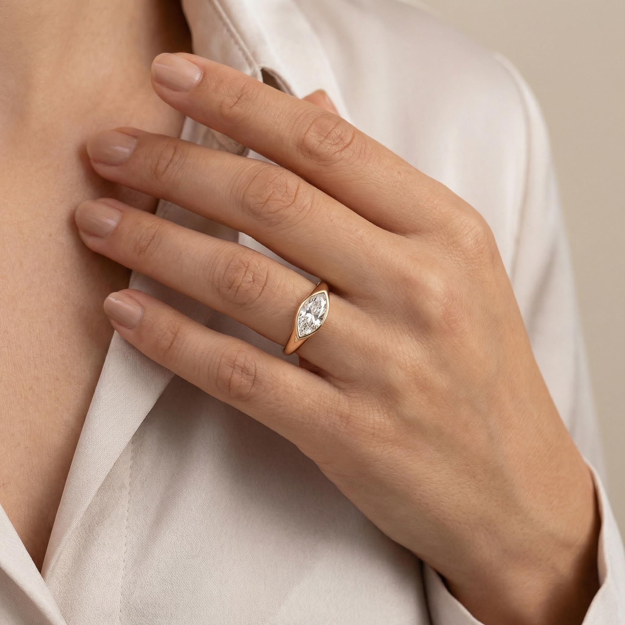 1.5CT Marquise Cut Full Coverage VVS Moissanite S925 Silver Engagement Ring