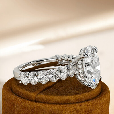 4.91CT Oval & Round Cut VVS Moissante S925 Silver Engagement Ring 4.91CT Oval & Round Cut VVS Moissante S925 Silver Engagement Ring