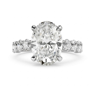 4.91CT Oval & Round Cut VVS Moissanite S925 Silver Engagement Ring