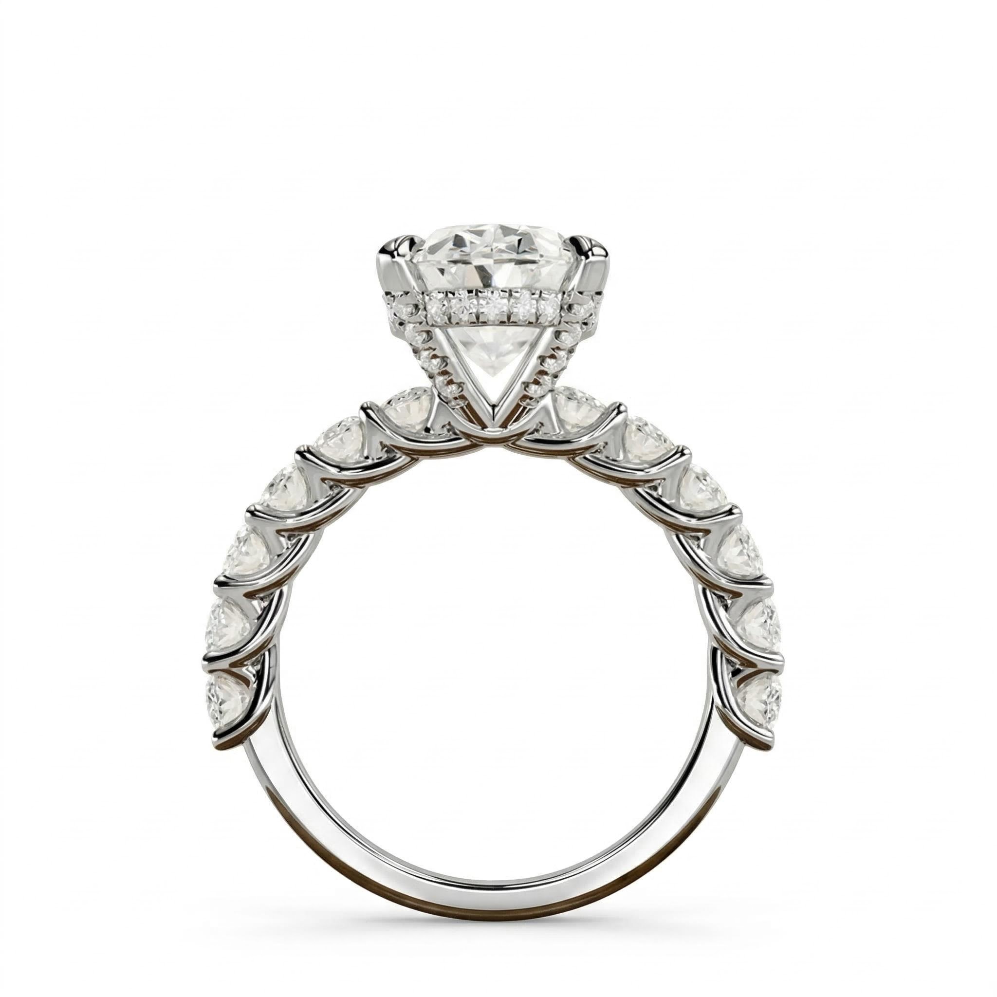 4.91CT Oval & Round Cut VVS Moissanite S925 Silver Engagement Ring