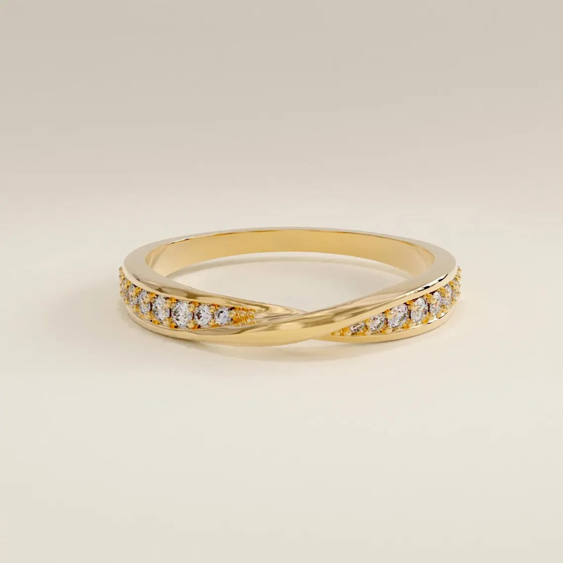 0.18CT Round Cut VVS Moissante S925 Silver Wedding Band