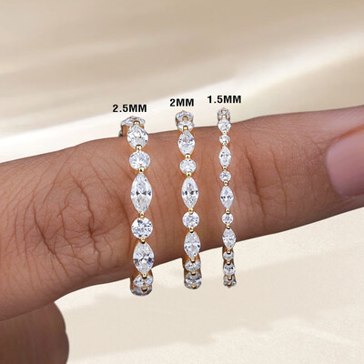 1.5mm/2mm/2.5mm VVS Moissante S925 Silver Wedding Band 1.5mm/2mm/2.5mm VVS Moissante S925 Silver Wedding Band