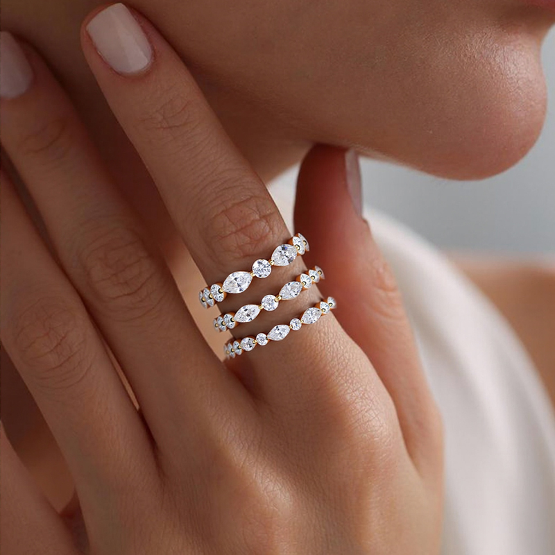 1.5mm/2mm/2.5mm  VVS Moissante S925 Silver Wedding Band