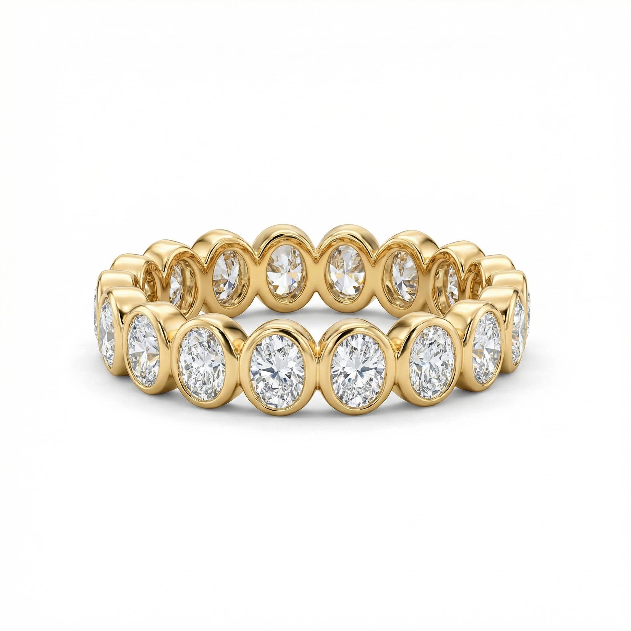 2.55CT Oval Cut VVS Moissanite S925 Silver Wedding Band