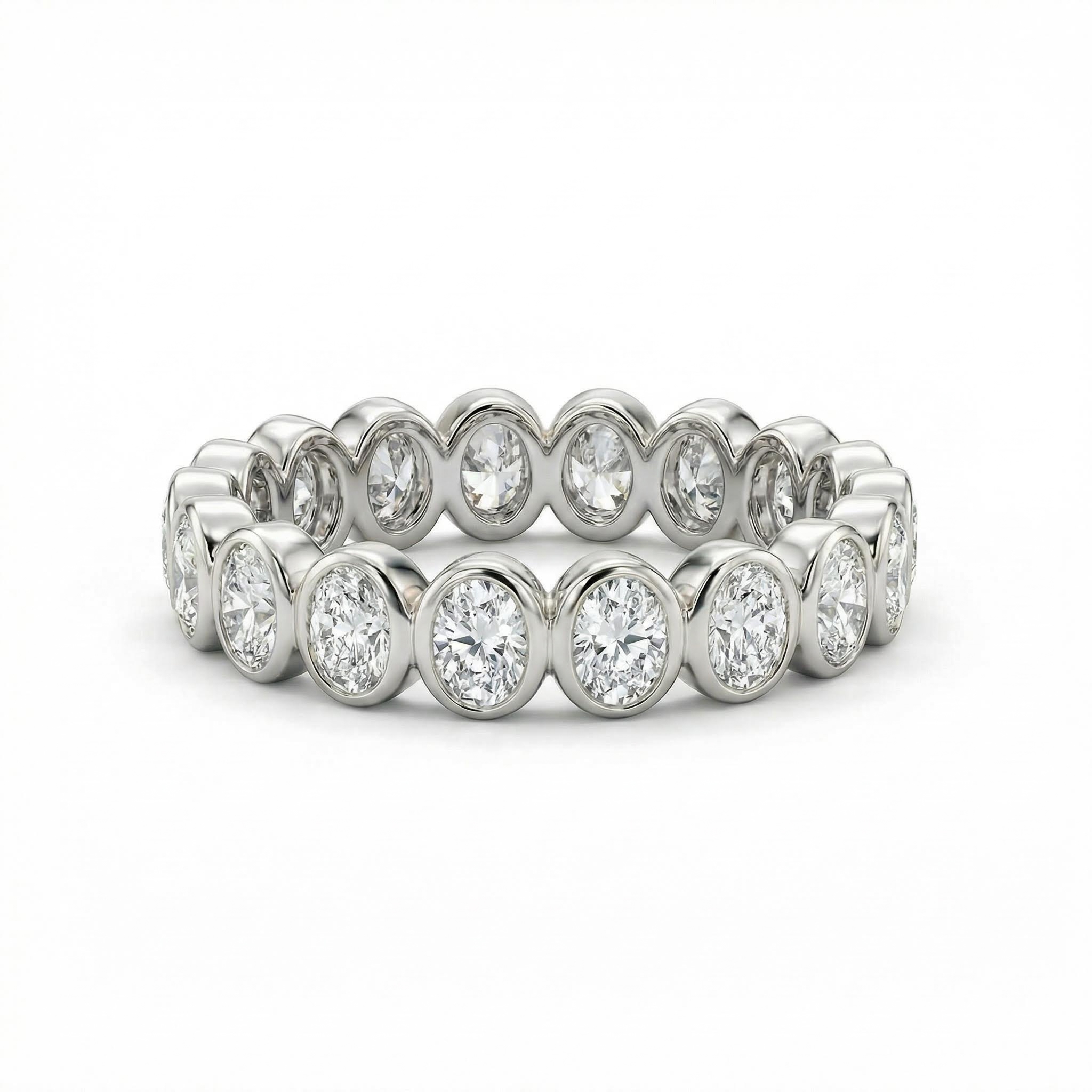 2.55CT Oval Cut VVS Moissanite S925 Silver Wedding Band